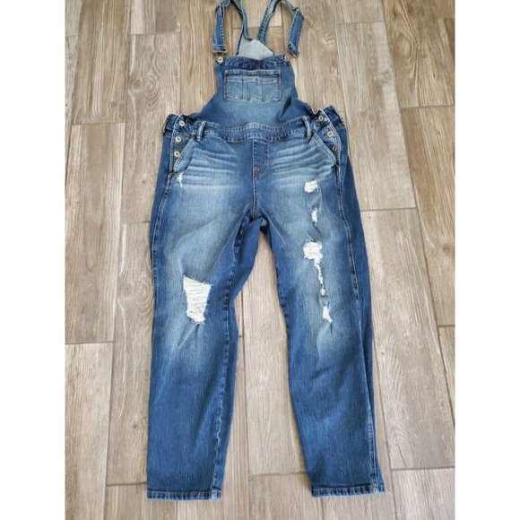 Torrid Denim - Torrid Women's Demin Medium Wash Distressed Overalls Size 16
